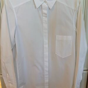 Theory Women's White Button-Up Shirt Size S Petites Workwear
